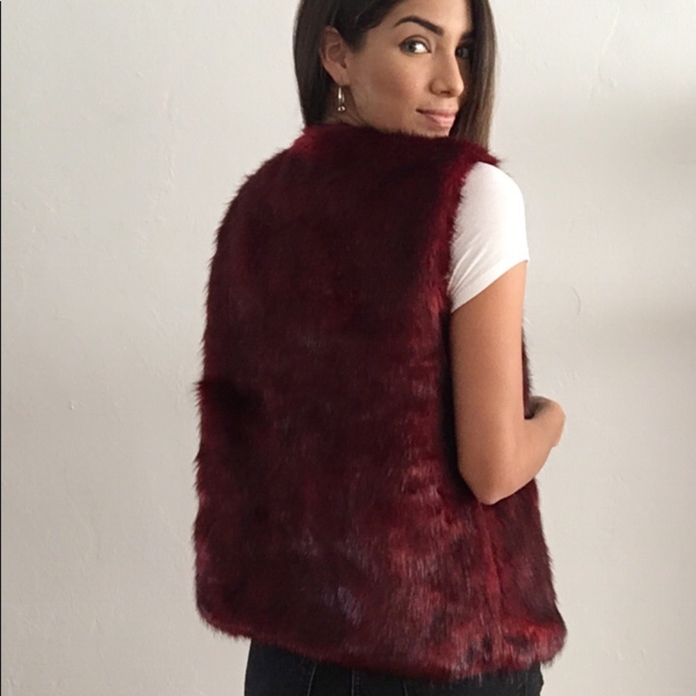 Maroon Fur Vest